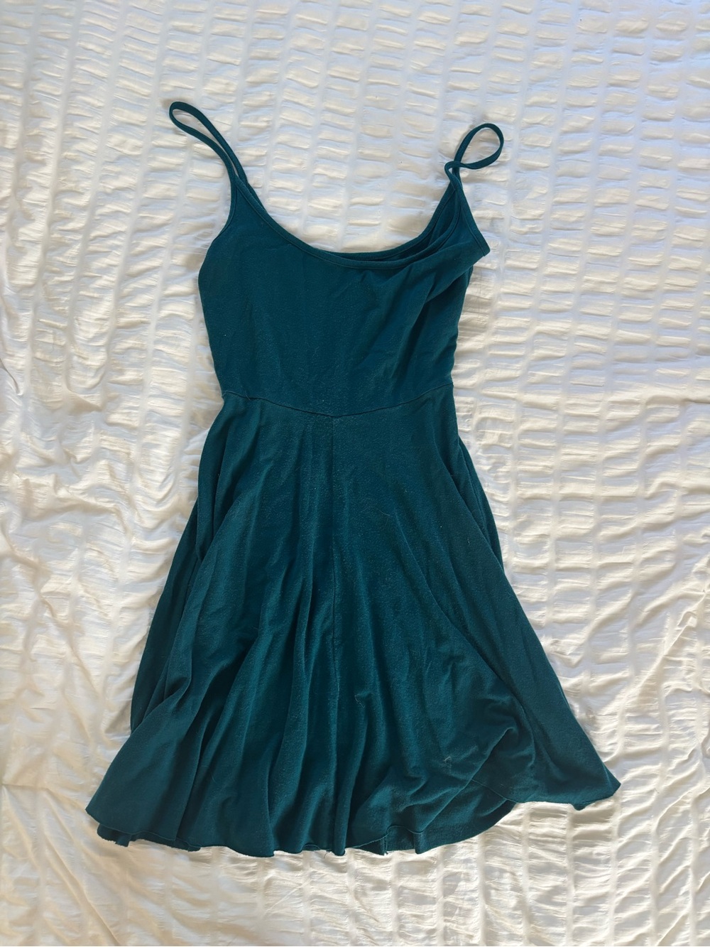 Reformation Teal One-Shoulder Fit-and-Flare Dress